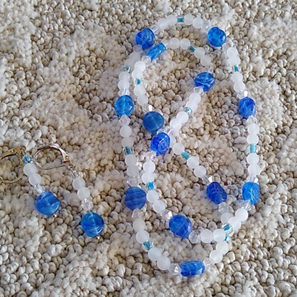 Handmade Gemstone Necklace/Choker Set Blue